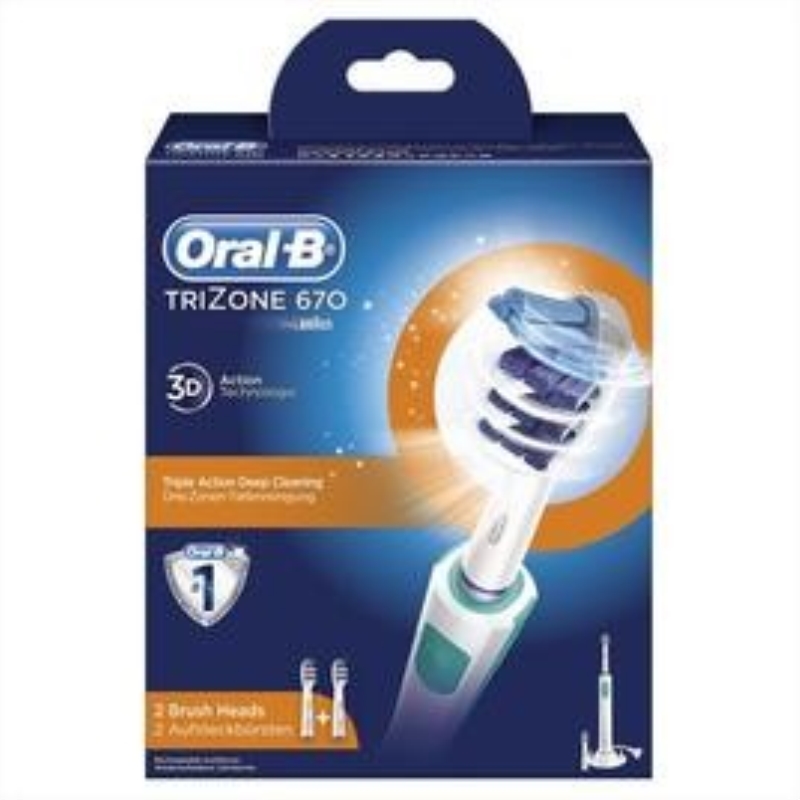 TECNOSHOP Oral-B Power Trizone 670 spazzolino elettrico Braun ricaricabile rete + 2 testine